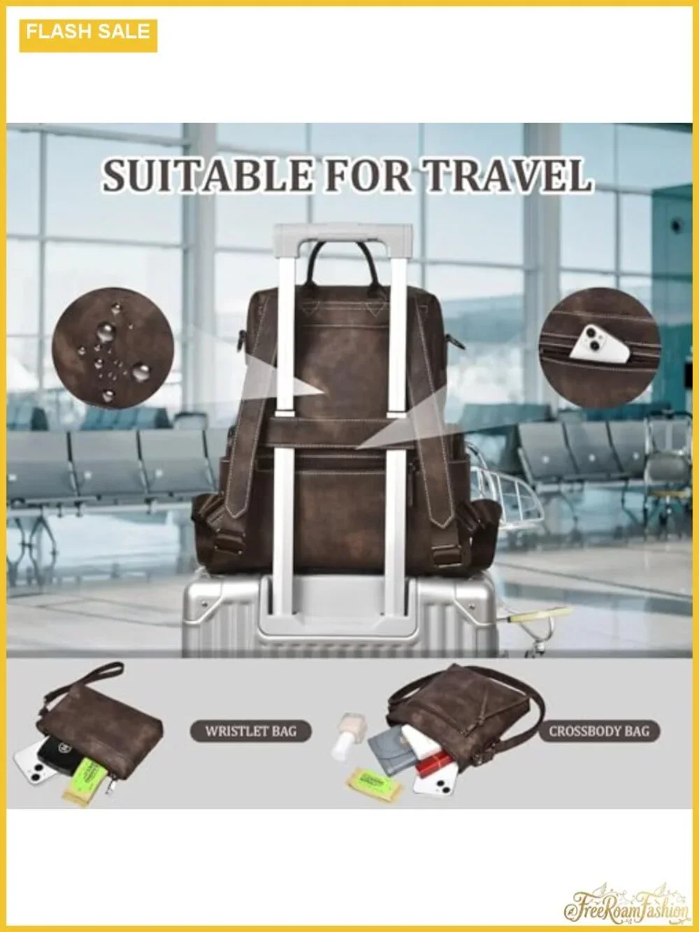 PU Leather Backpack Purse for Women, Convertible Shoulder Handbag Set